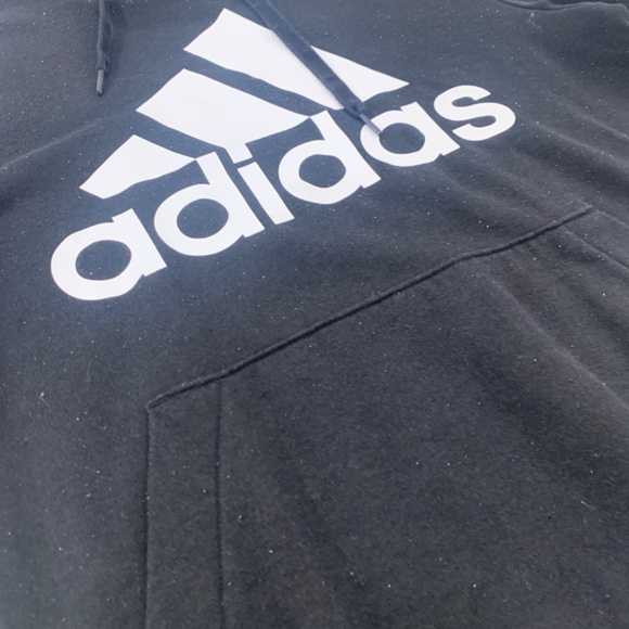 Adidas Men's Black White Striped Pullover Hoodie - Size M - Excellent Condition - Picture 3 of 5
